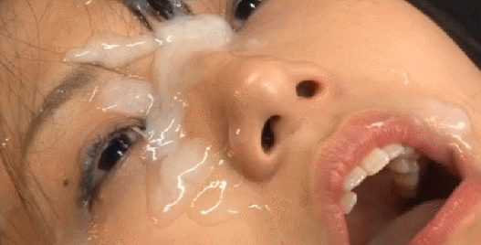 【ぶっかけGIF】こんなん笑うわｗｗｗ尋常じゃない大量のザーメンぶっかけられる顔射GIF その3