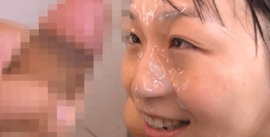 【ぶっかけGIF】こんなん笑うわｗｗｗ尋常じゃない大量のザーメンぶっかけられる顔射GIF その7
